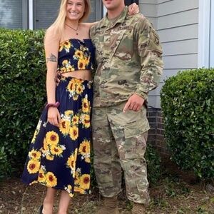 Angashion Women’s Floral Crop Top Maxi Skirt 2 Piece Set